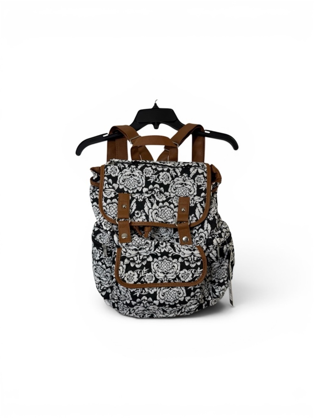 Stone Mountain Quilted Floral Damask Backpack Black White Cottagecore Rucksack